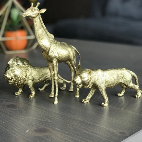 Gold Animals plastic figurines Set of 3 DIY - Picture 2 of 6